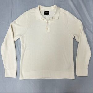 Abercrombie & Fitch Cream LightWeight Sweater Polo Shirt Soft Cotton Blend